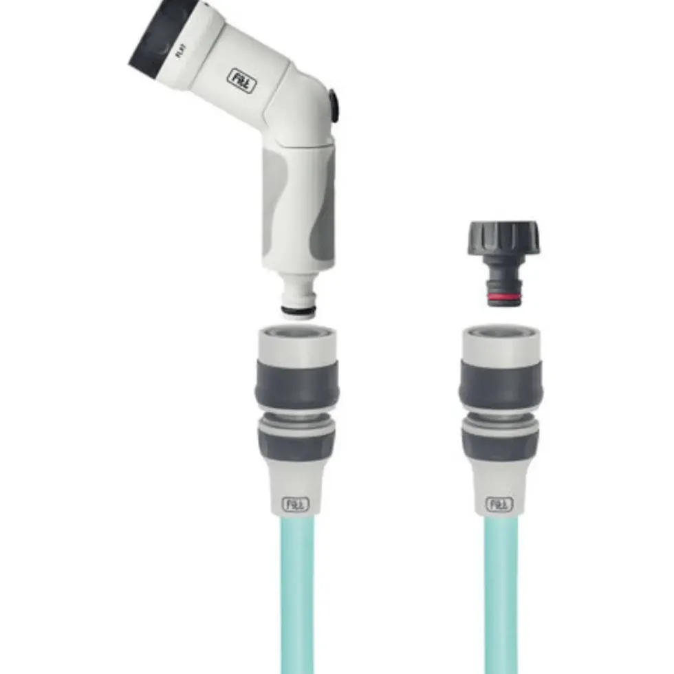 Tuyau extensible bleu équipé avec accessoires et pistolet Fitt Ikon - 25 m