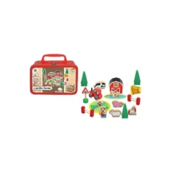 Valisette en métal rouge La petite ferme en bois 18,5x7,5x14 cm