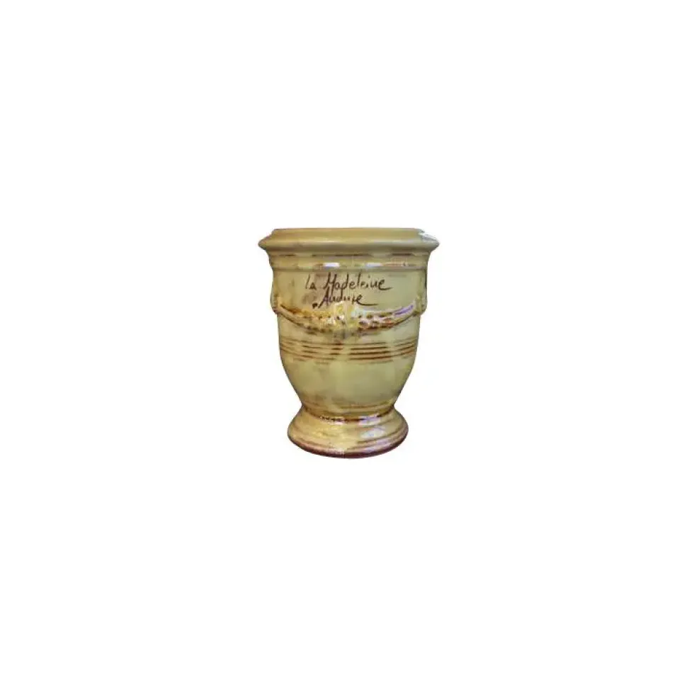 Vase Anduze jaune en terre cuite émaillée H 14 x Ø 12 cm