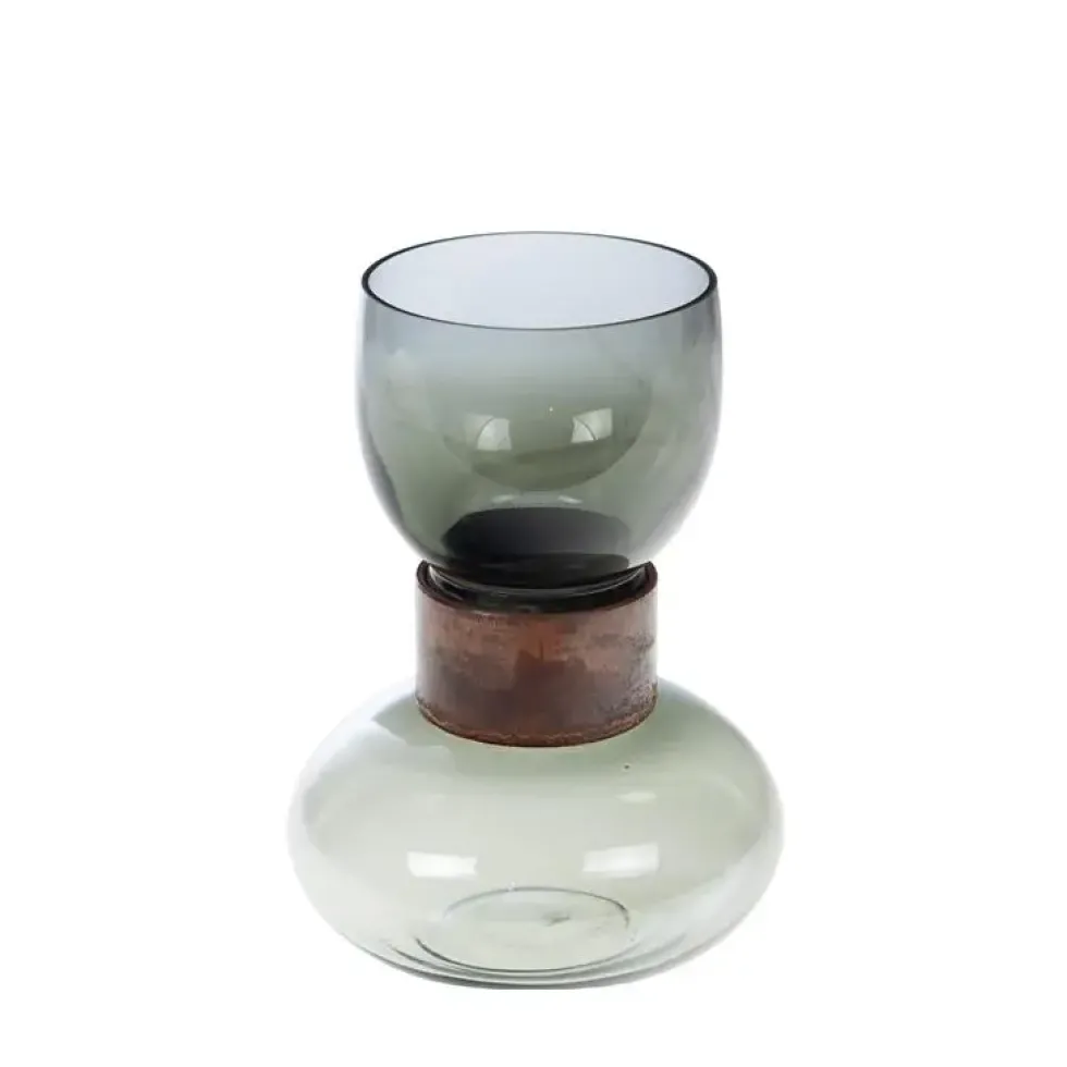 Vase avec col en verre coloris gris Zimbabwe - Ø 16 x H 20 cm
