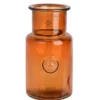 Vase bouteille en verre transparent orange - Ø 14 x H 28 cm