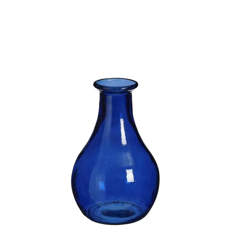 Vase coloris bleu en verre recyclé Qin - Ø 20 cm