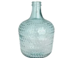 Vase dame-jeanne en verre transparent bleuté texturé - Ø 27,5 x H 42 cm