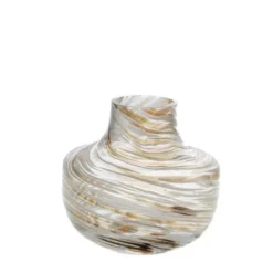 Vase décoratif Josh coloris blanc en verre - 18 x 16,6 x 17,5 cm