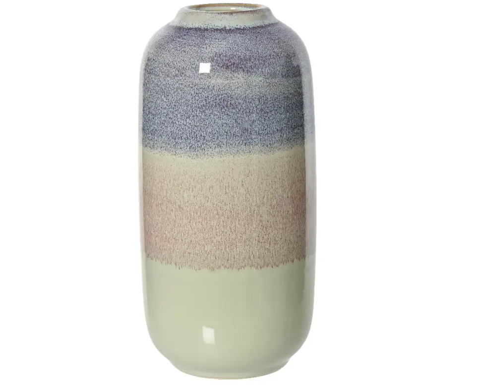 Vase en grès vert rose violet - Ø 11,2 x H 23 cm