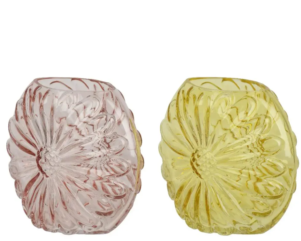 Vase en verre coloré forme fleur - 20 x 11 x 18 cm