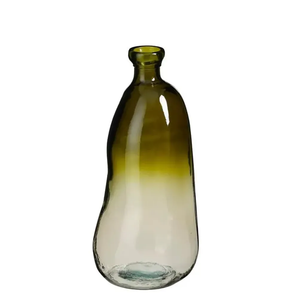 Vase en verre recyclé vert Organic grand modèle - Ø 22 x H 51 cm