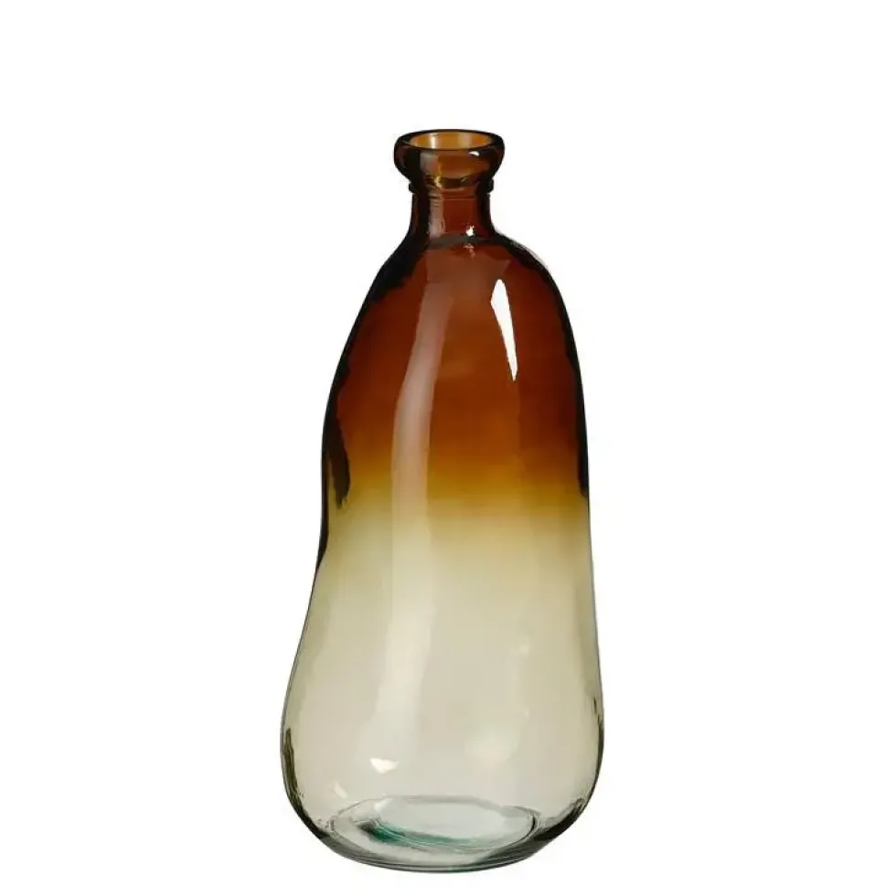 Vase Organic en verre recyclé marron grand modèle - Ø 22 x H 51 cm