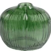 Vase rond en verre vert - 14,5 x 8 x 20 cm
