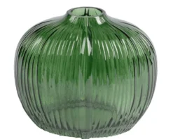 Vase rond en verre vert - 14,5 x 8 x 20 cm