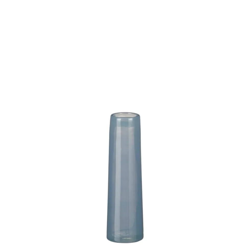 Vase soliflore en verre coloris bleu Xandra - Ø 7 x H 23,5 cm