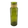 Vase vert olive en verre recyclé et raphia - Ø 15 x H 45 cm