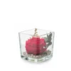Verrine carrée de végétaux stabilisés rose rouge et eucalyptus Naturalys Genova 10 - 10 x 10 x 10 cm
