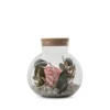 Verrine de végétaux stabilisés rose pastel et eucalyptus avec bouchon en liège Naturalys Lucca L - Ø 14 x H 15 cm