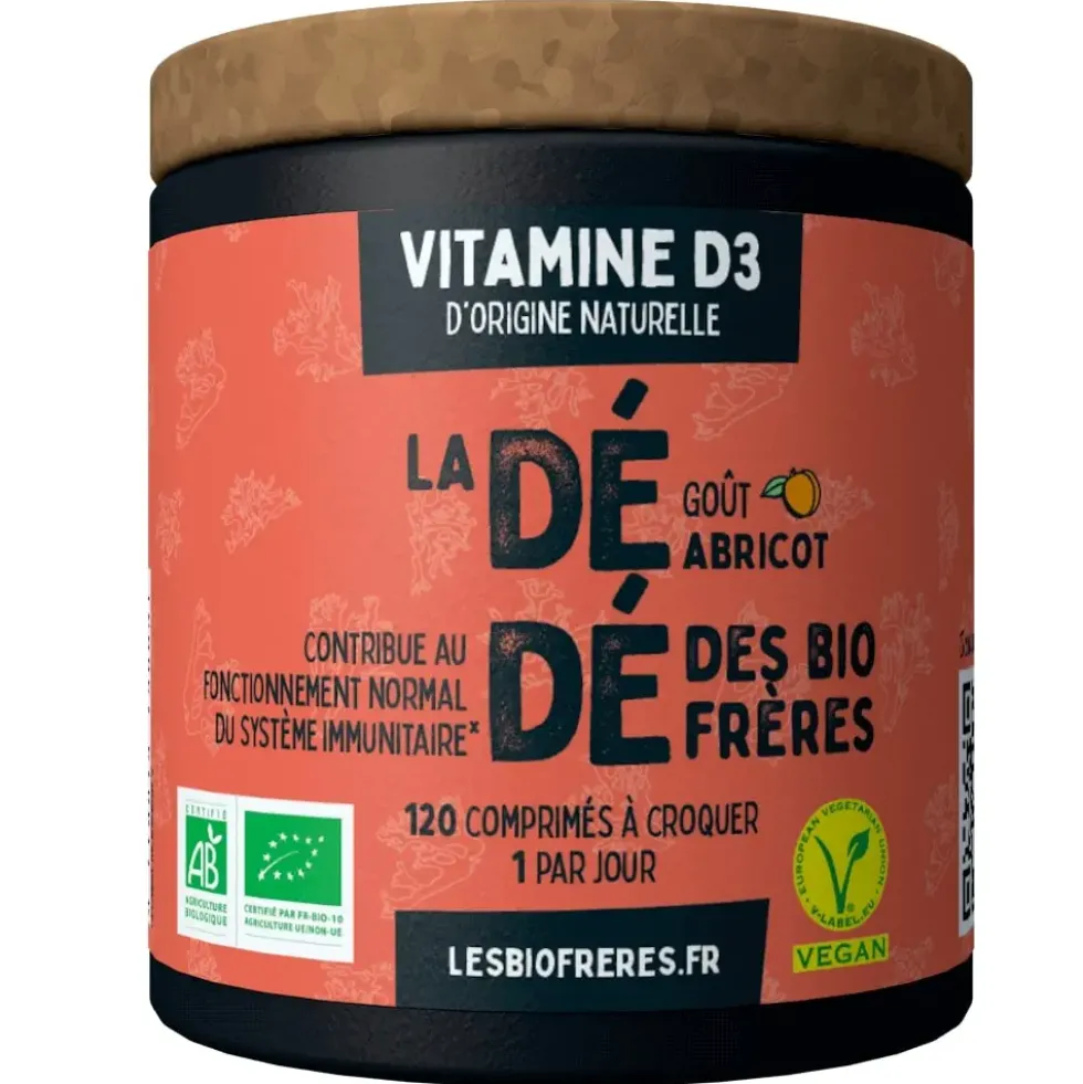 Vitamine D3 goût abricot Les bio frères La Dédé - 120 comprimés