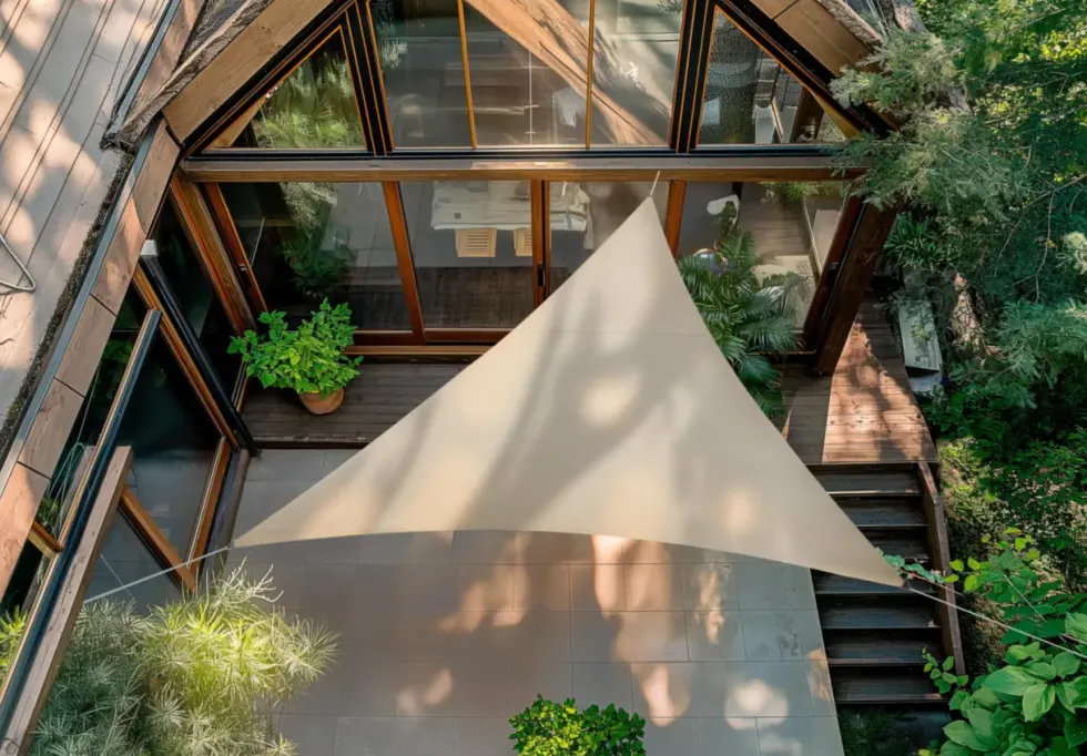 Voile d'ombrage triangulaire Rivage coloris beige - 3,6 x 3,6 m